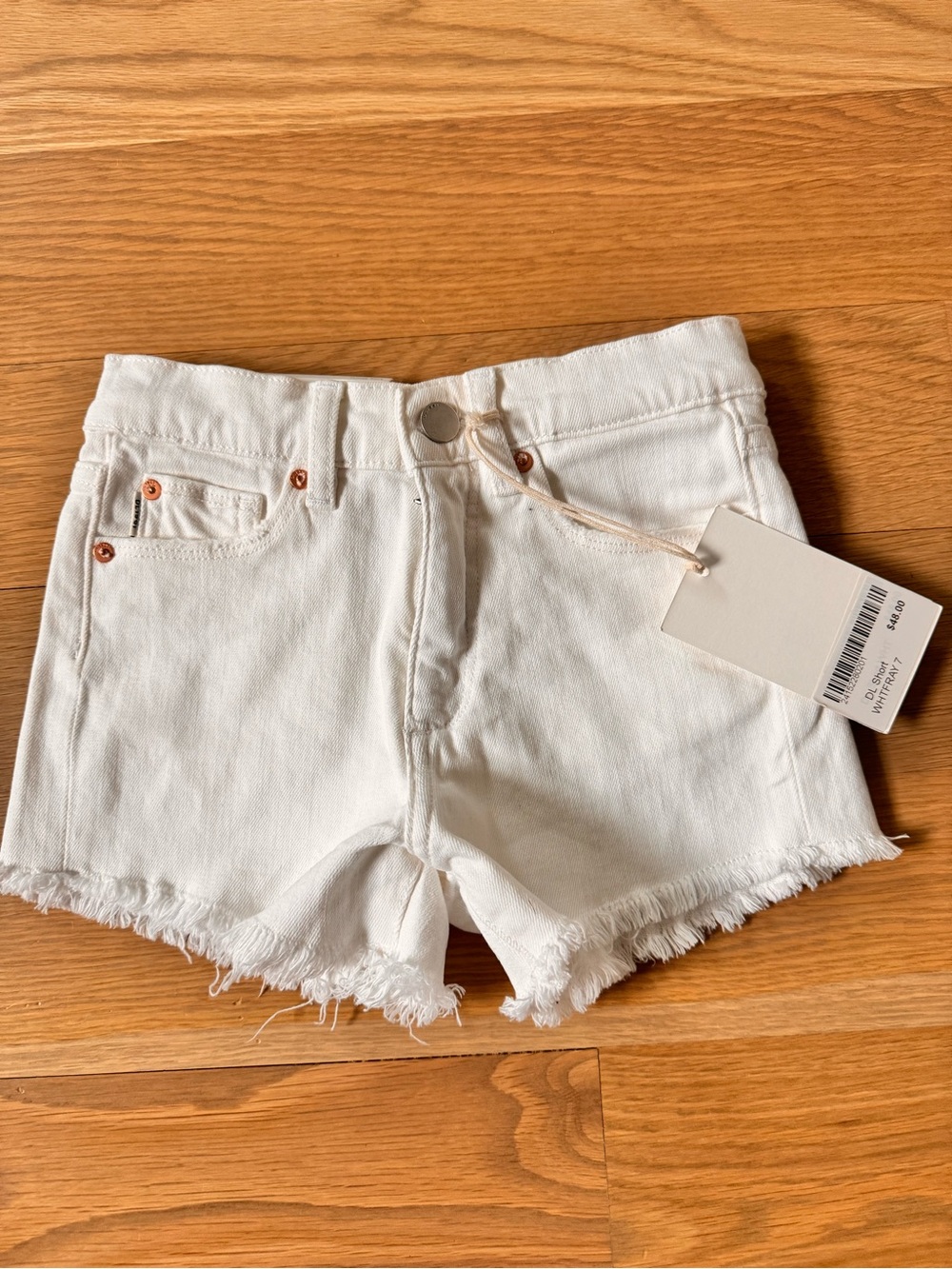 DL1961 White Denim Frayed Hem Girls Shorts